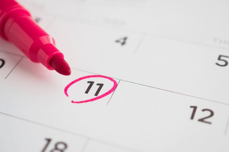 Stift markierte Termin im Kalender